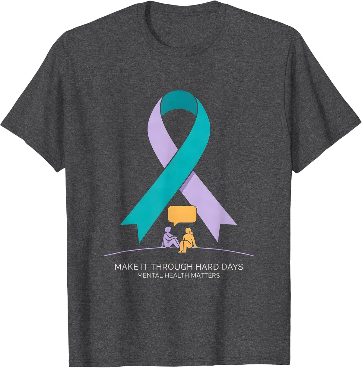 Men's Make It Through Hard Days Mental Health Support T-Shirt - Dark Heather Grey
