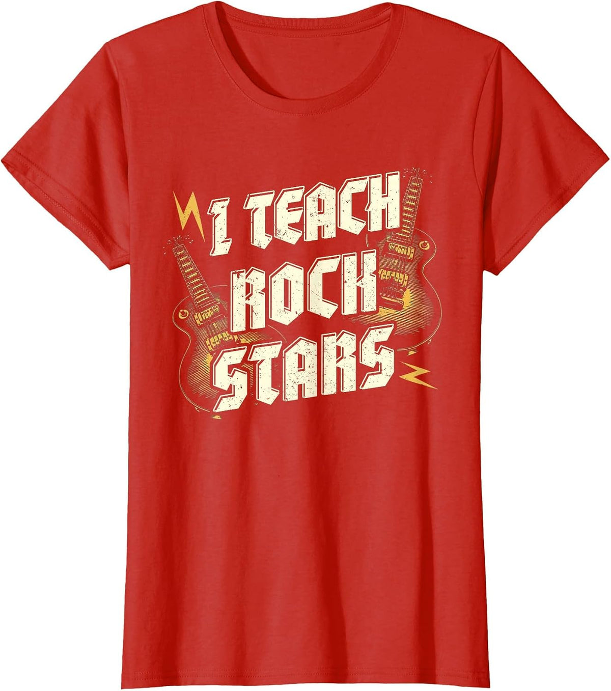 I Teach ROCKSTARS Funny Teacher Rocks Band Music Teaching T-Shirt - Red