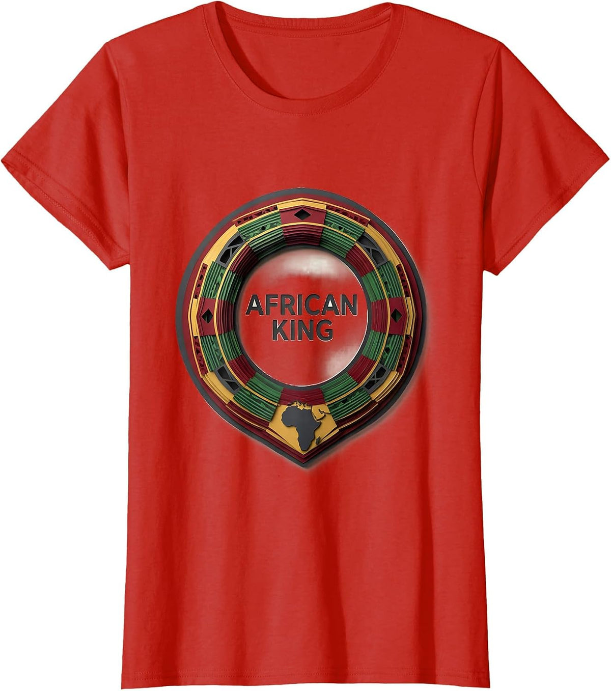 African King Paper Cutout Cultural Pride Black History Month T-Shirt - Red