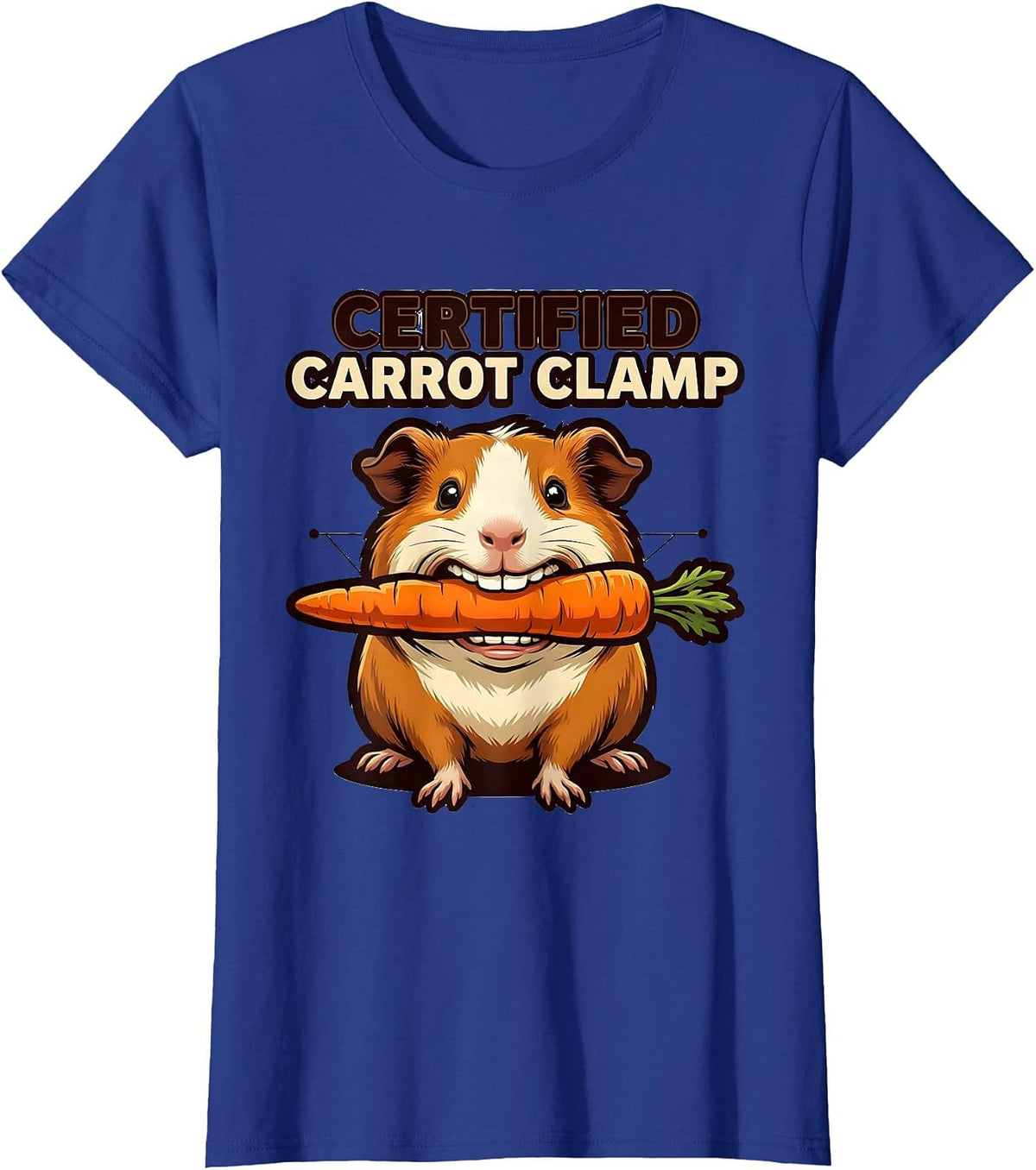 Women's Certified Carrot Clamp Funny Guinea Pig Cavy Lover Humor T-Shirt - Royal Blue
