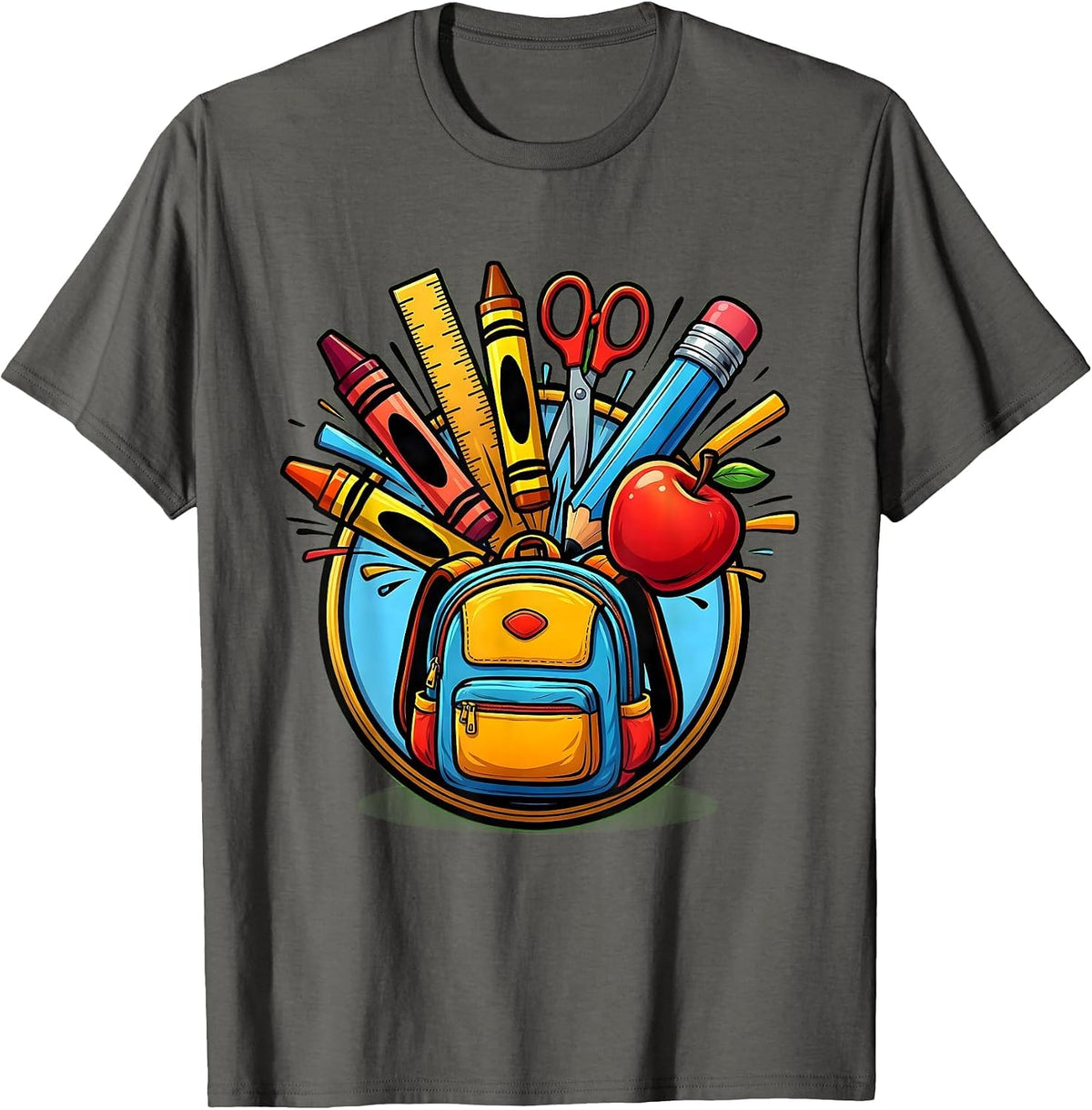 Men's Paraprofessional Overflowing Backpack Graphic T-Shirt - Asphalt Grey