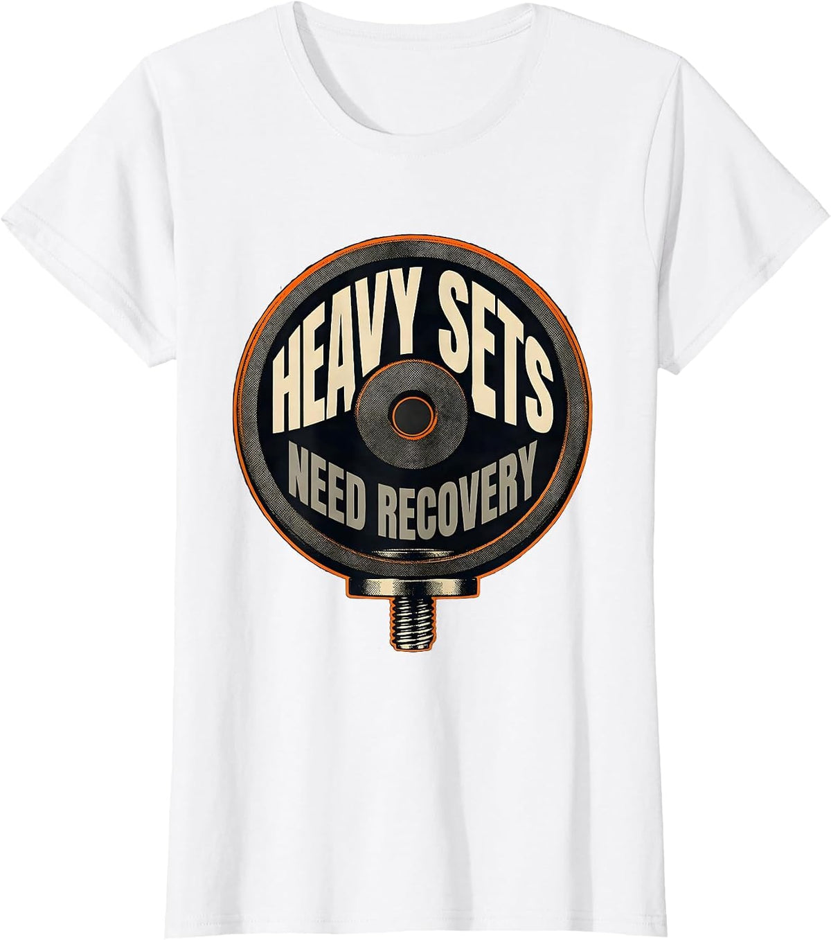 Heavy Sets Need Recovery Funny Gym Workout Weightlifting T-Shirt - White