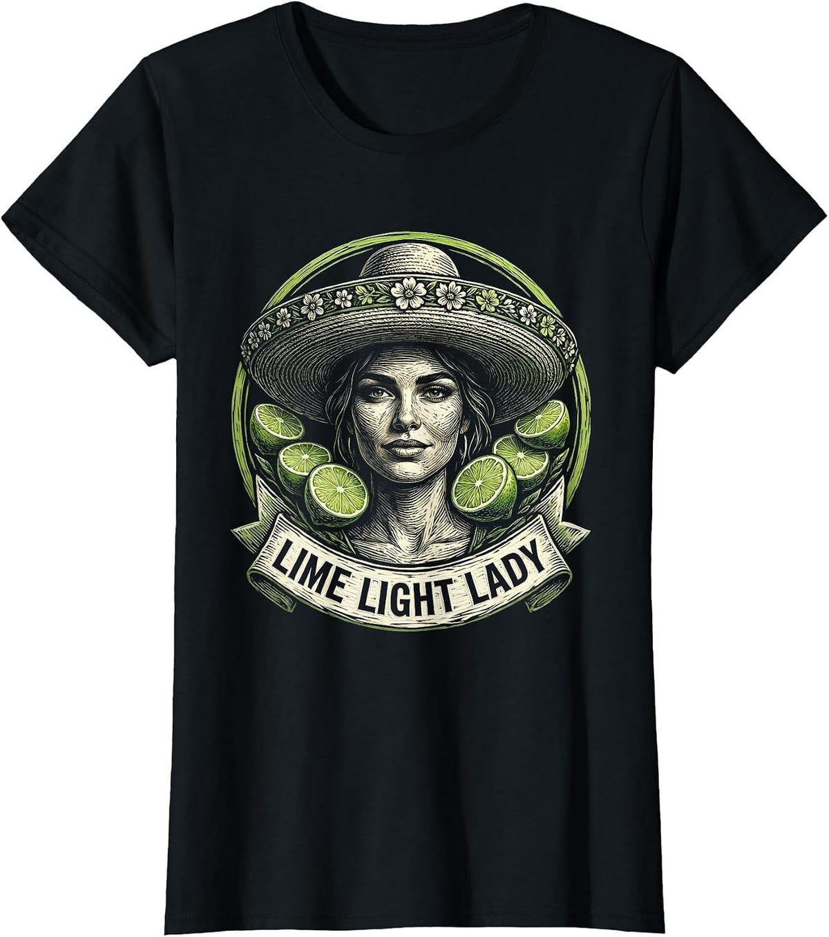 Lime Light Lady Cinco de Mayo Women Design T-Shirt - Black