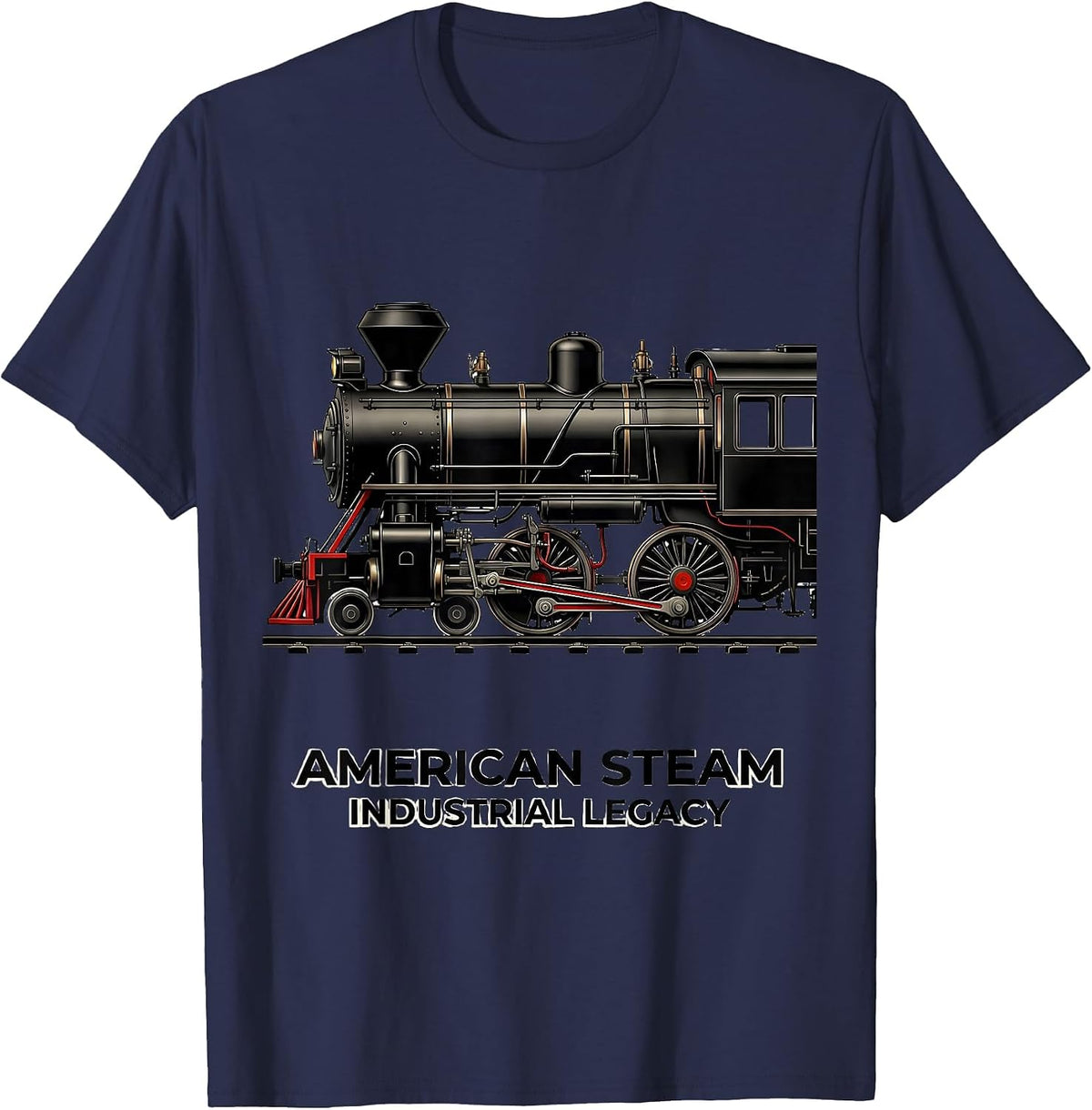 Men's American Steam Industrial Legacy Big Boy 4014 Train Engineer T-Shirt - Navy Blue