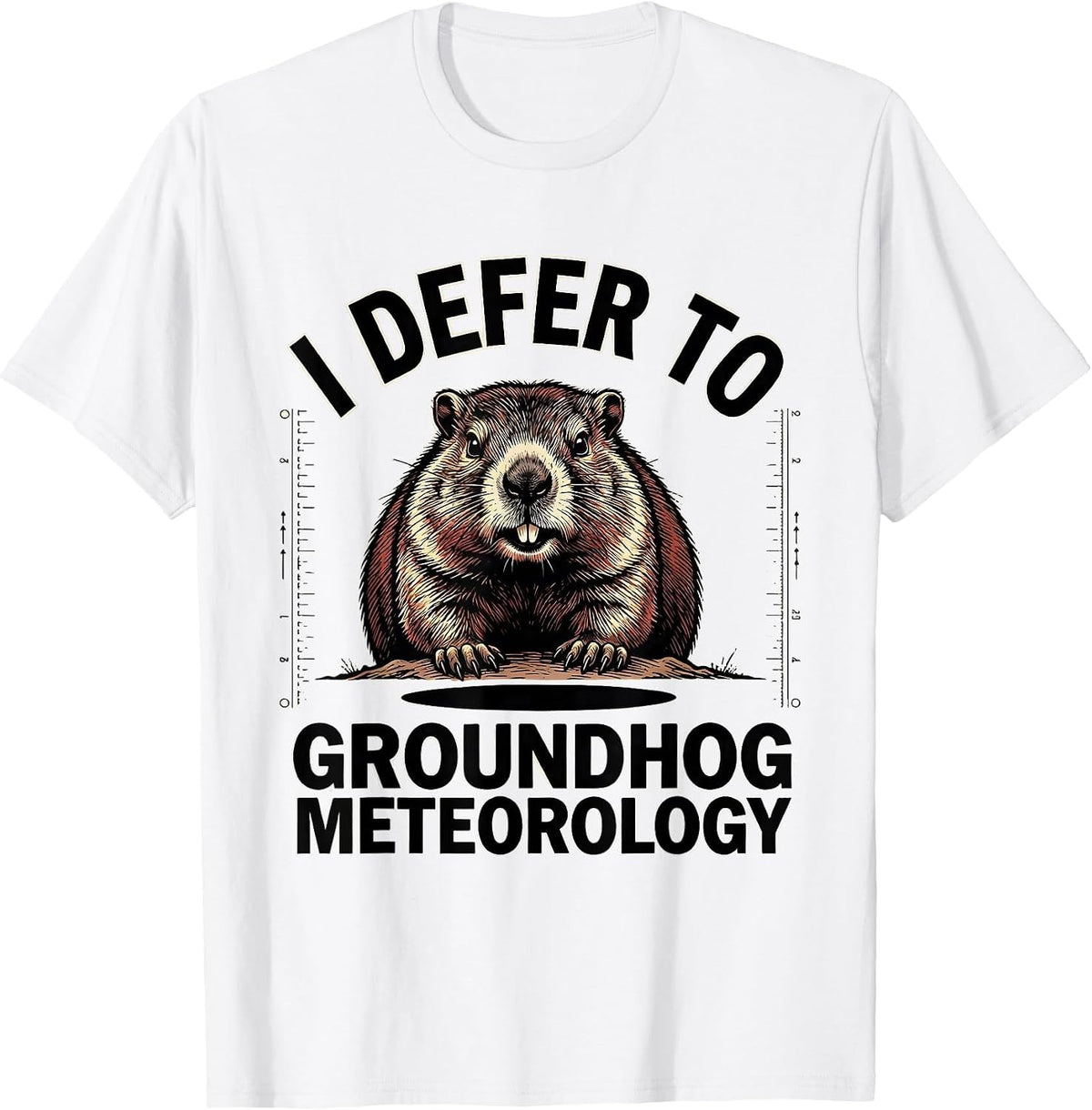 Men's I DEFER TO GROUNDHOG METEOROLOGY Funny Groundhog Day Animal T-Shirt - White
