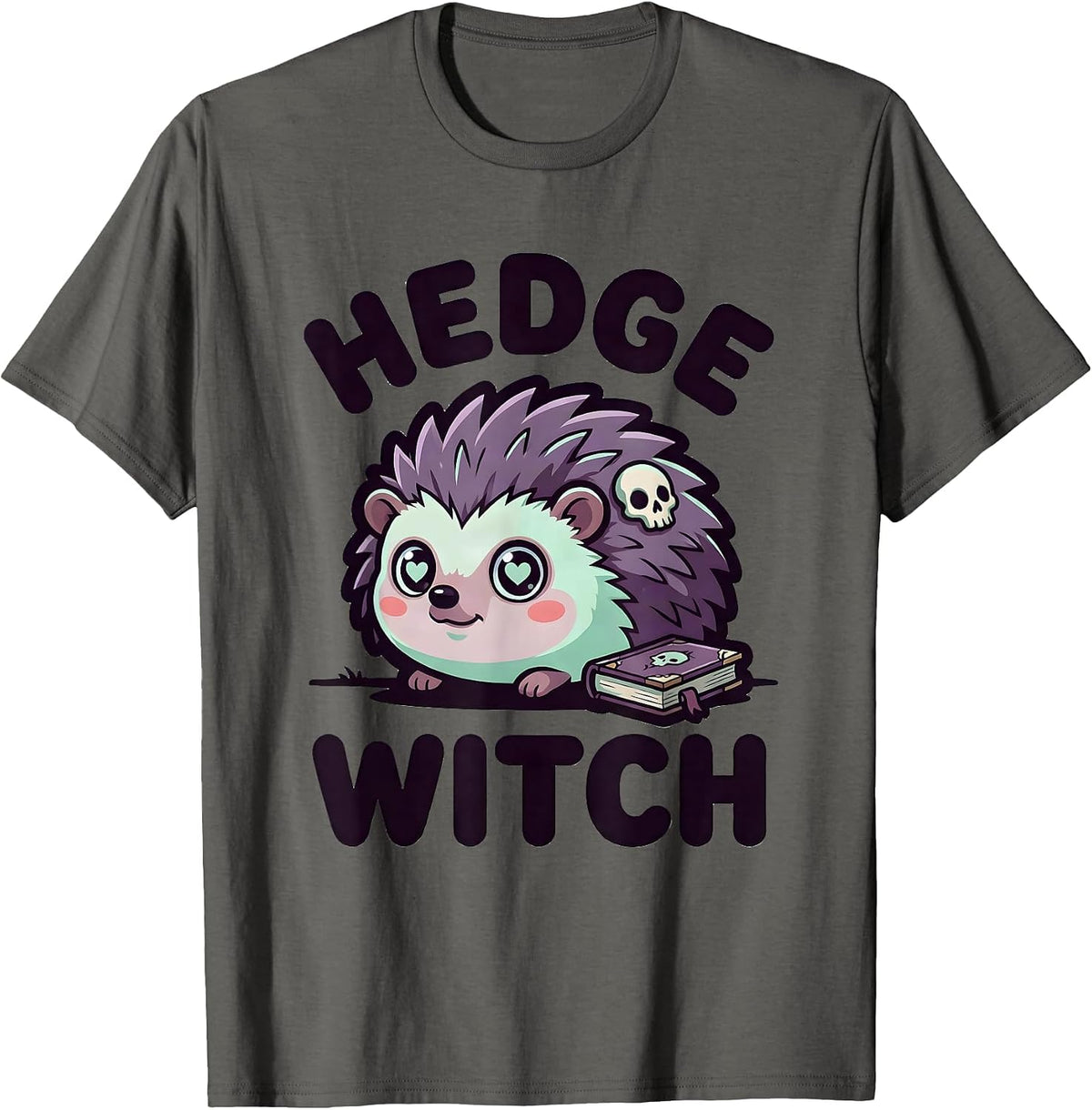 Men's Hedge Witch Pastel Goth Kawaii Creepy Cute Witchy Mascot T-Shirt - Asphalt Grey