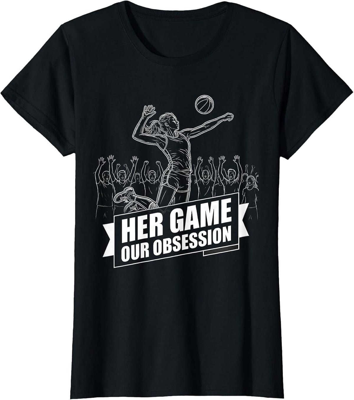 Her Game Our Obsession Sports Fan Design T-Shirt - Black