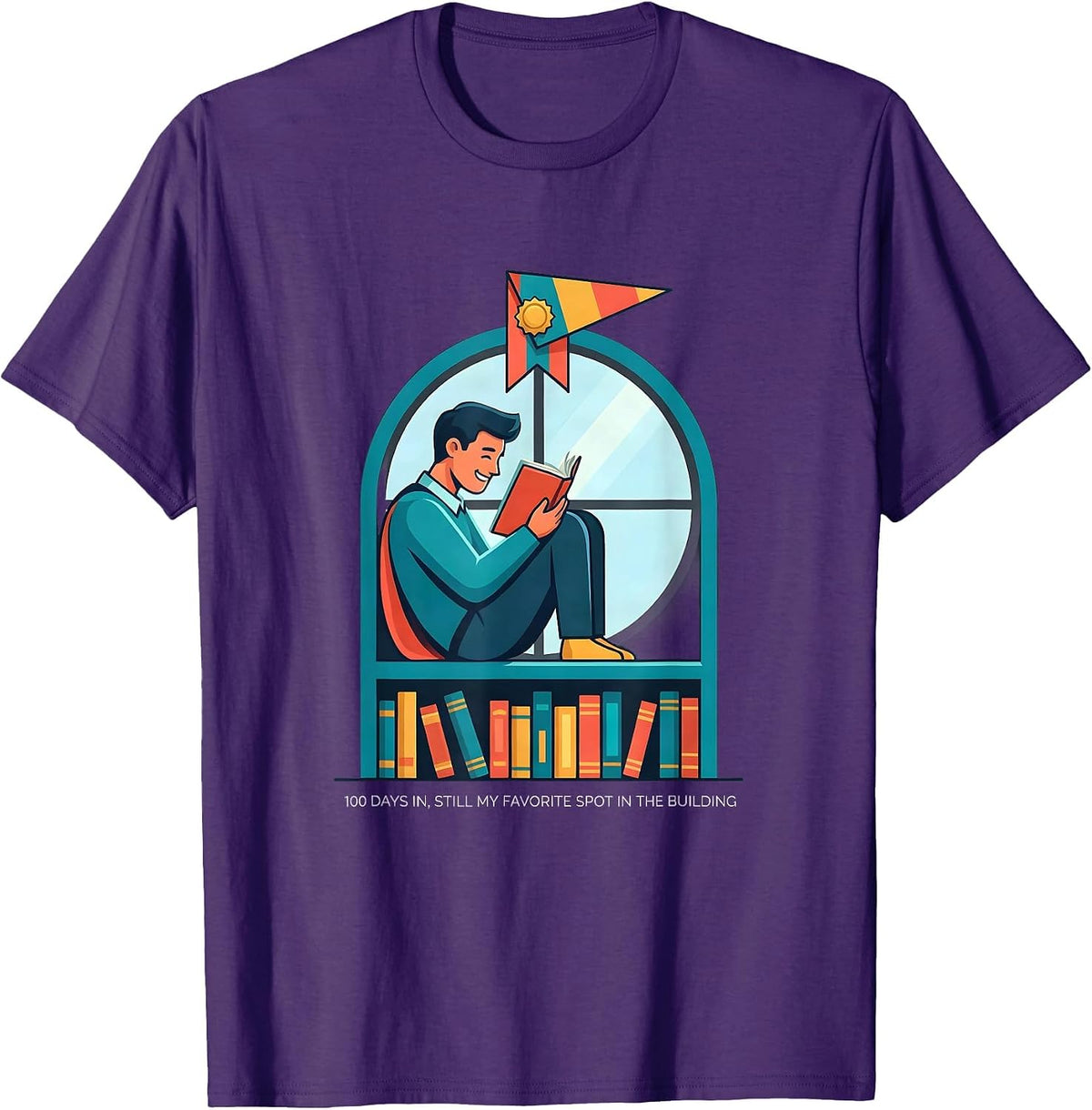 Men's 100 Days In, Still My Favorite Spot In The Building Teacher T-Shirt - Purple