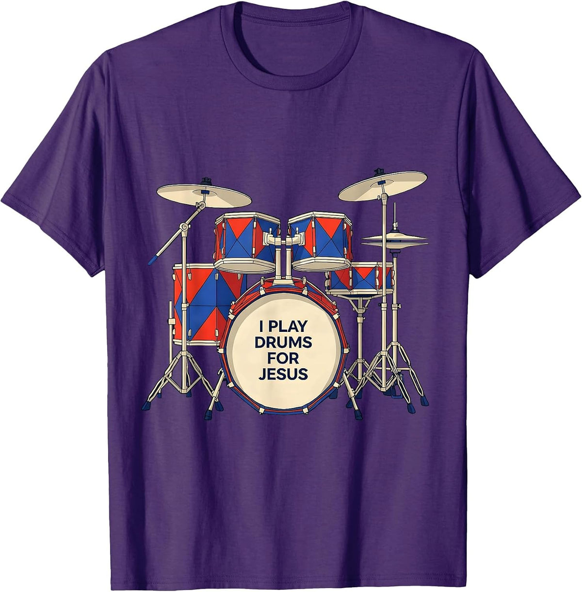 I Play Drums For Jesus Geometric Christian Musician Worship T-Shirt - Purple