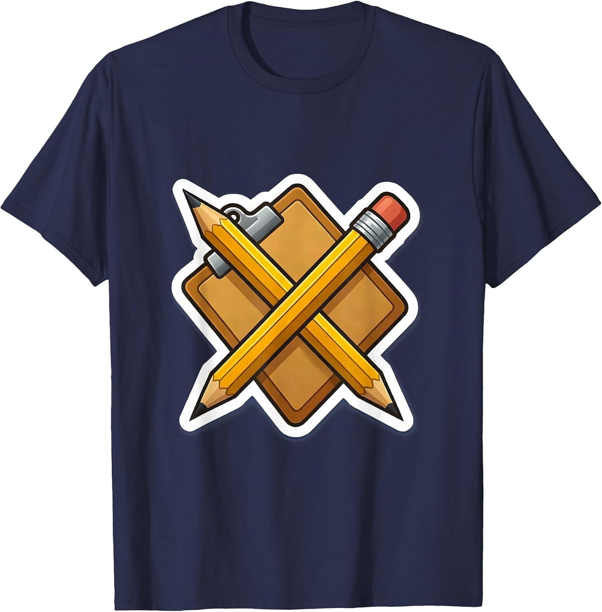 Men's Paraprofessional Pencil and Clipboard Crossed Design T-Shirt - Navy Blue