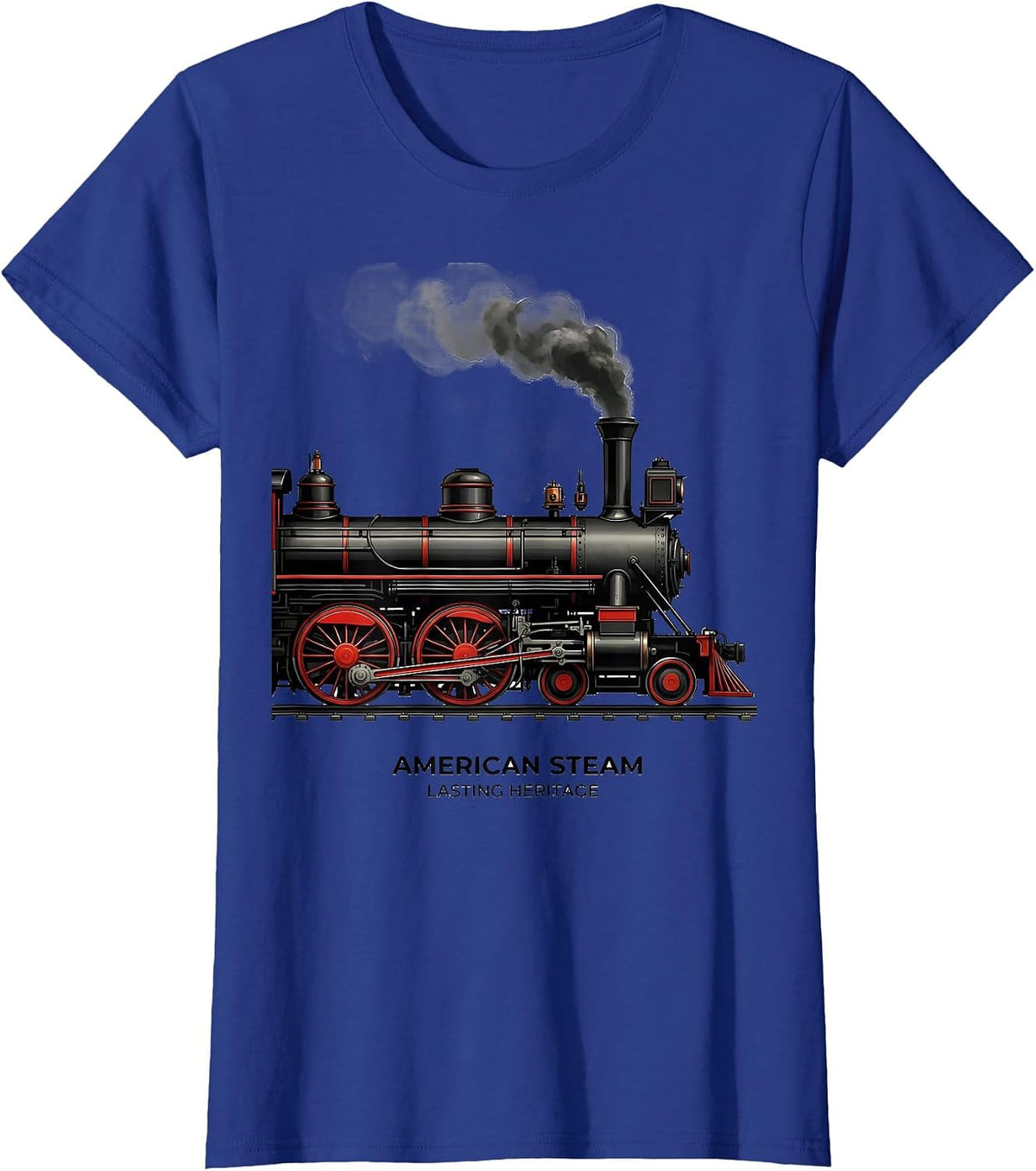 Women's American Steam Lasting Heritage Vintage Steam Locomotive T-Shirt - Royal Blue