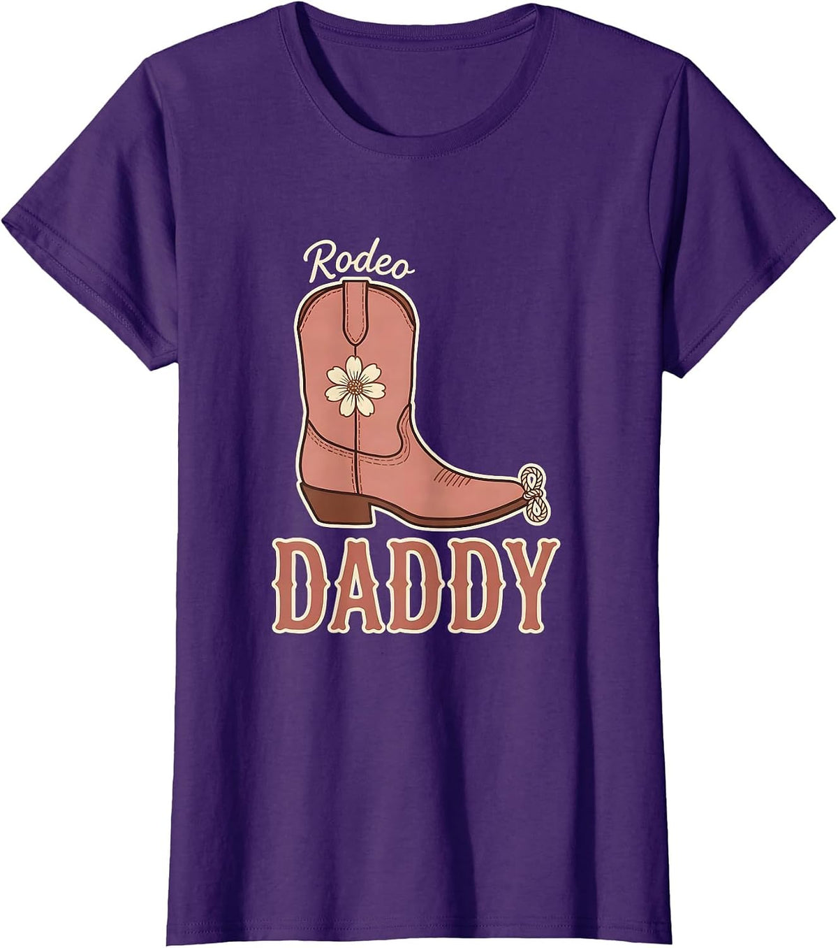 Women's Rodeo Daddy Boho Typography Cowgirl Family Birthday Party T-Shirt - Purple