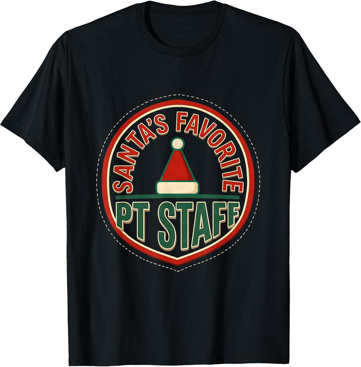 Men's Santa's Favorite PT Staff Funny Physical Therapy Christmas T-Shirt - Black