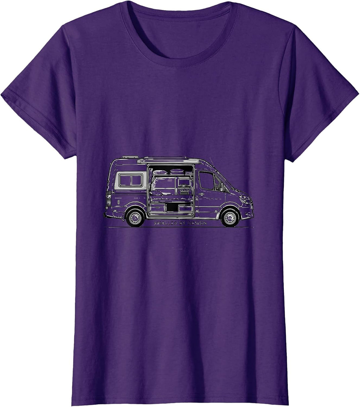 Women's Smaller By Design Retro Van Life Nomads Van Dwellers T-Shirt - Purple