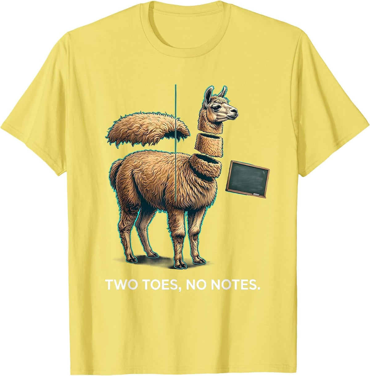Men's Two Toes No Notes Funny Llama Alpaca Pun Gift T-Shirt - Lemon Yellow