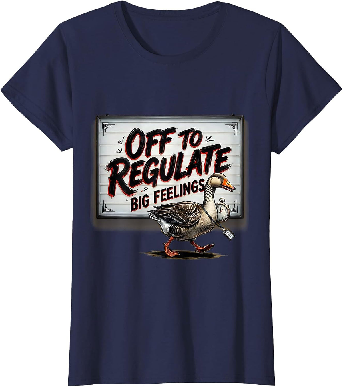 Women's Off To Regulate Big Feelings Funny Mental Health Counselor T-Shirt - Navy Blue