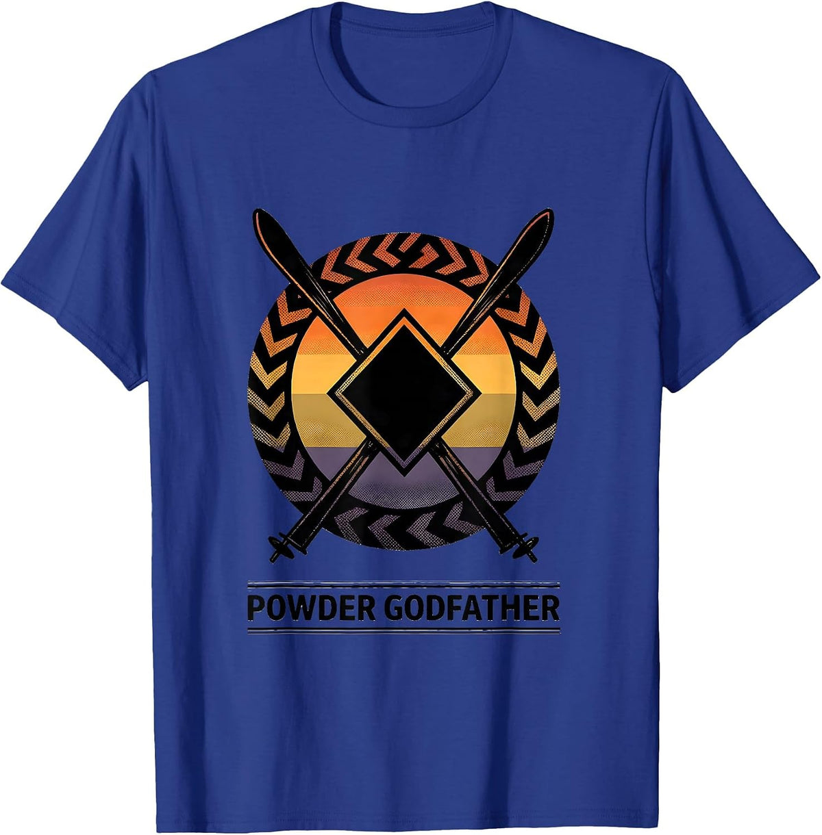 Men's Powder Godfather Bold Black-Diamond Ski Humor Ski Dad Gift T-Shirt - Royal Blue