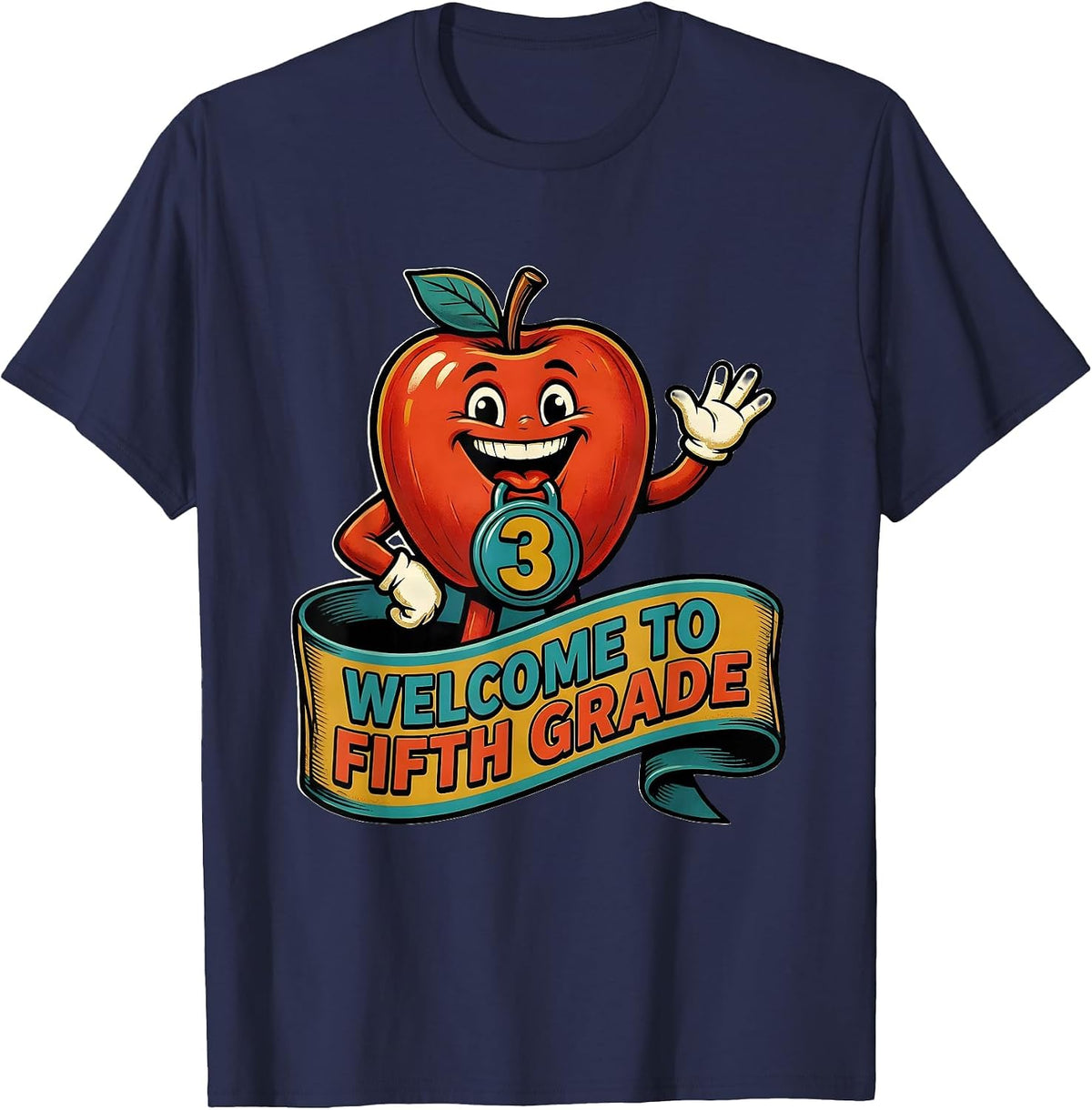 Welcome To Fifth Grade Retro Teacher Back To School T-Shirt - Navy Blue
