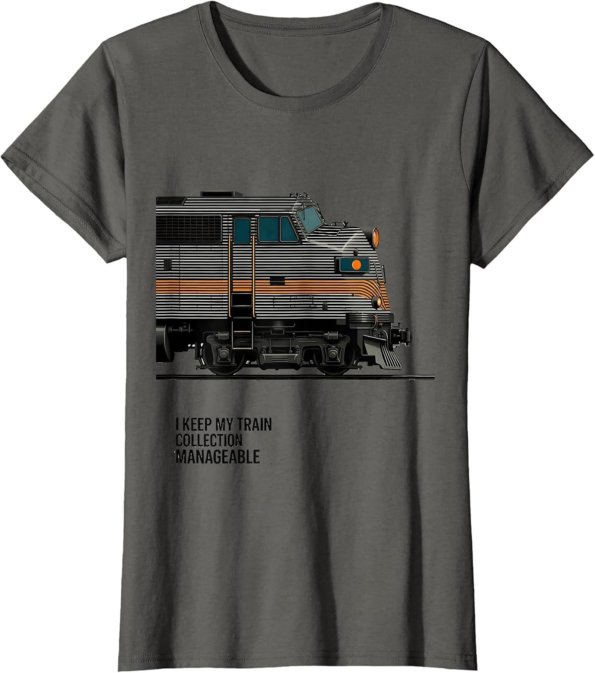 Women's I Keep My Train Collection Manageable Funny Train Enthusiast T-Shirt - Asphalt Grey