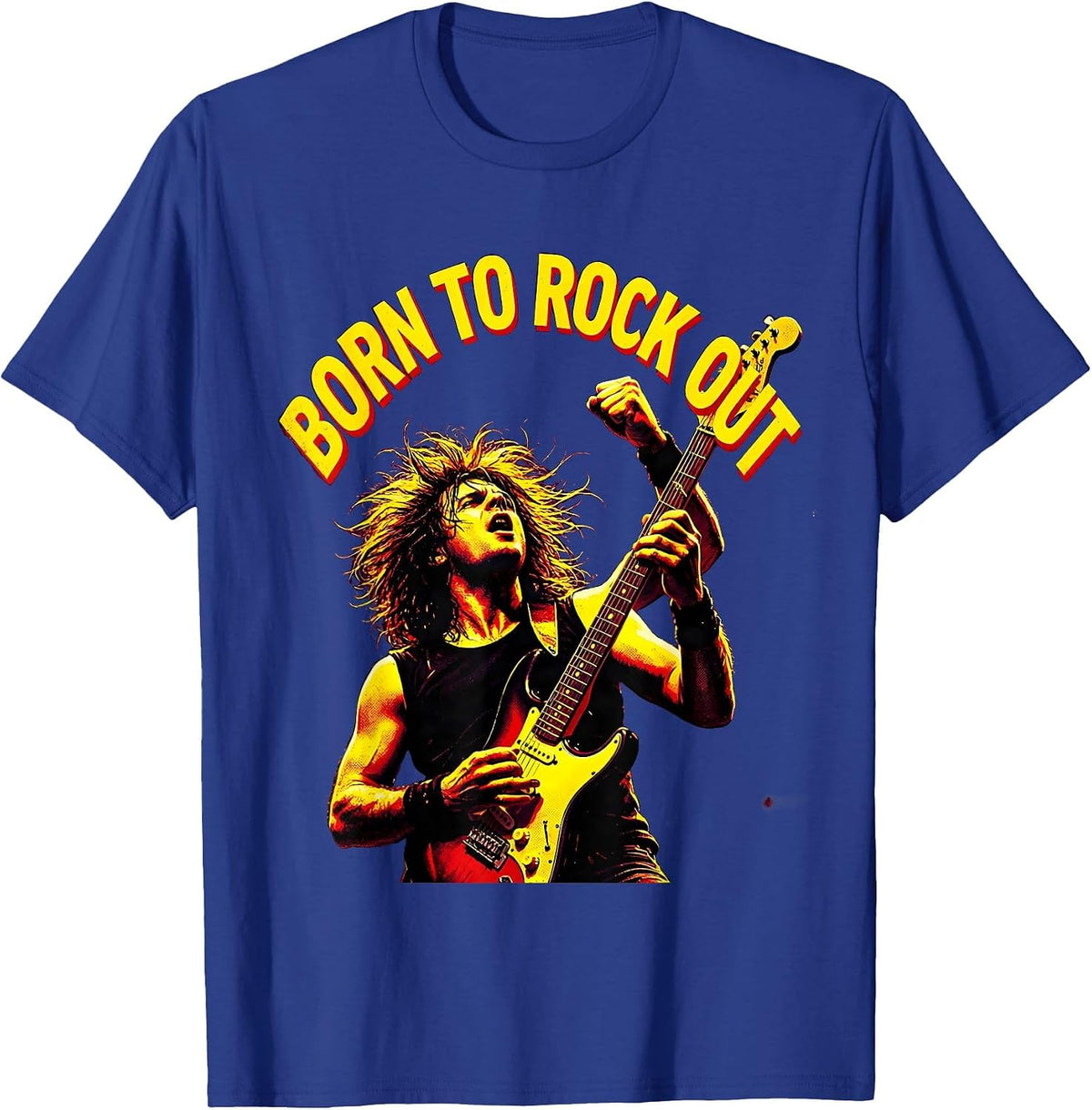 Men's Born to Rock Out Retro 80s Music Design T-Shirt - Royal Blue