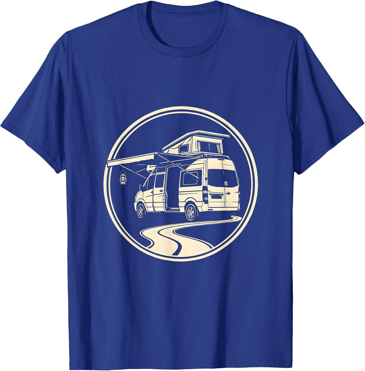 Men's Sealed Camper Van Badge Retro Van Life Dwellers Vanlife T-Shirt - Royal Blue