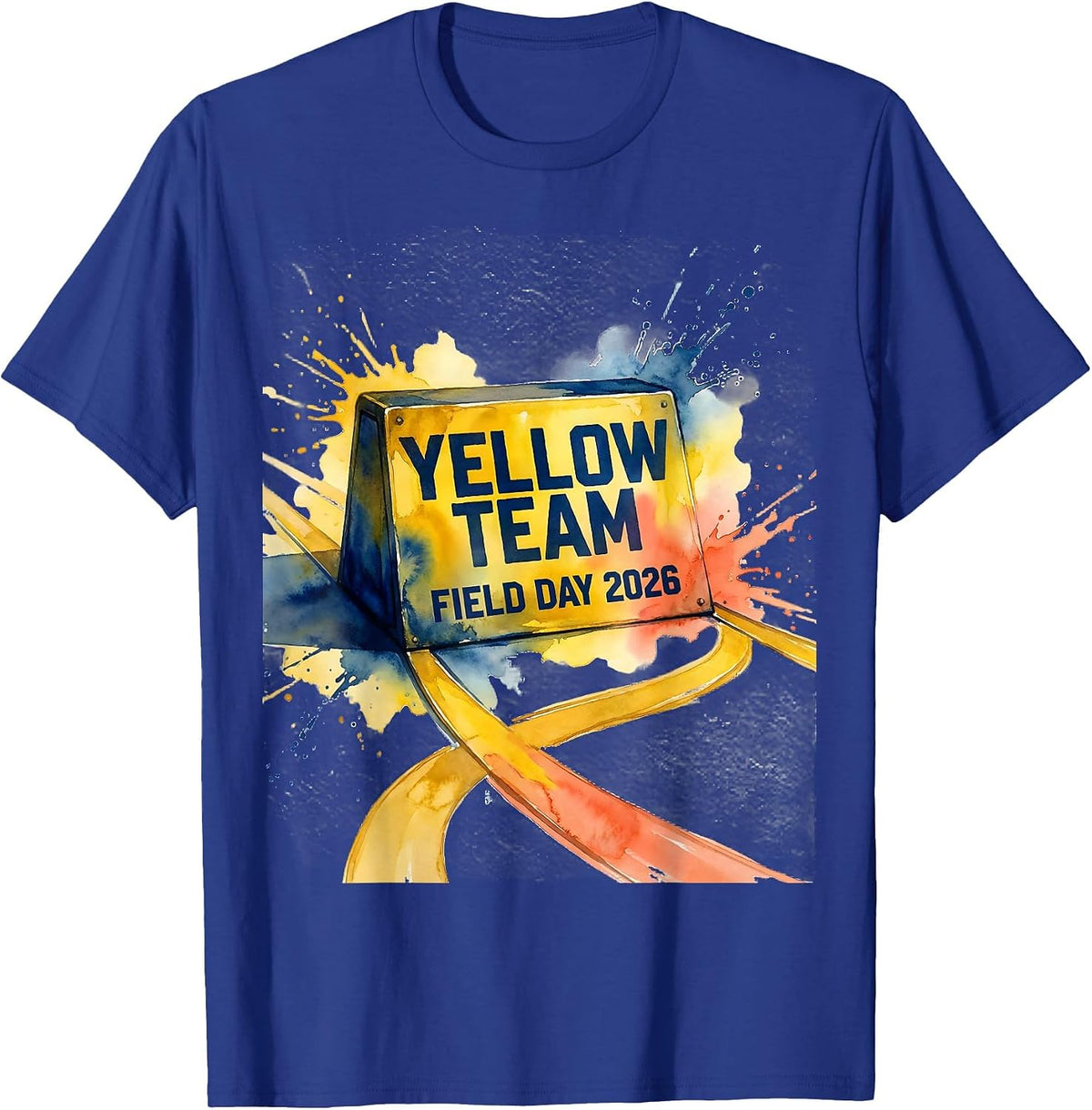 Yellow Team Field Day 2026 Watercolor Teacher Kid T-Shirt - Royal Blue