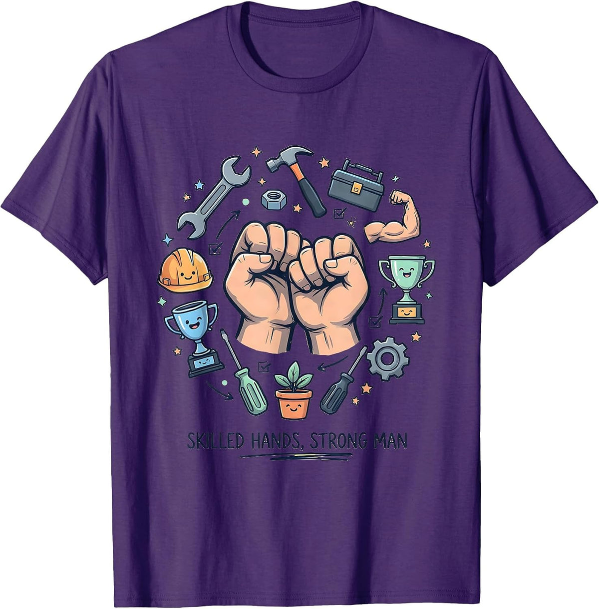 Skilled Hands Strong Man Craftsman Design T-Shirt - Purple