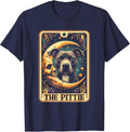 Tarot Card Crescent Moon Pit Bull Dog Pittie Mom Halloween T-Shirt Tee - Navy Blue