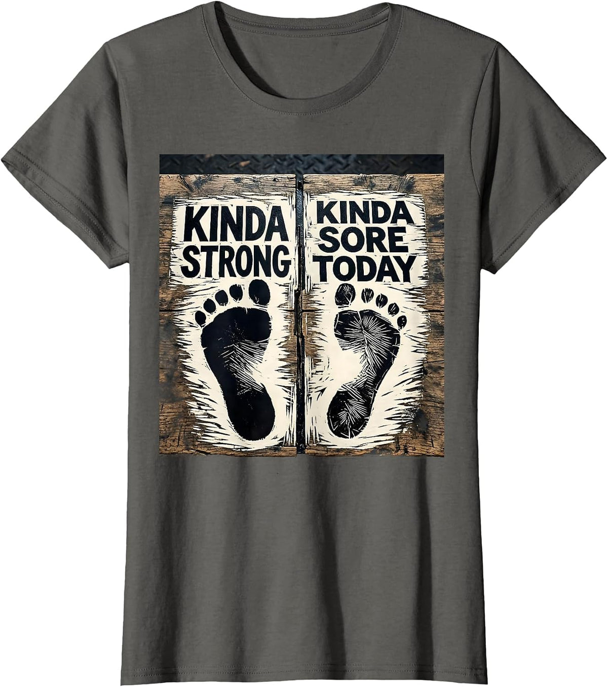 Women's Kinda Strong Kinda Sore Today Funny Gym Workout T-Shirt - Asphalt Grey