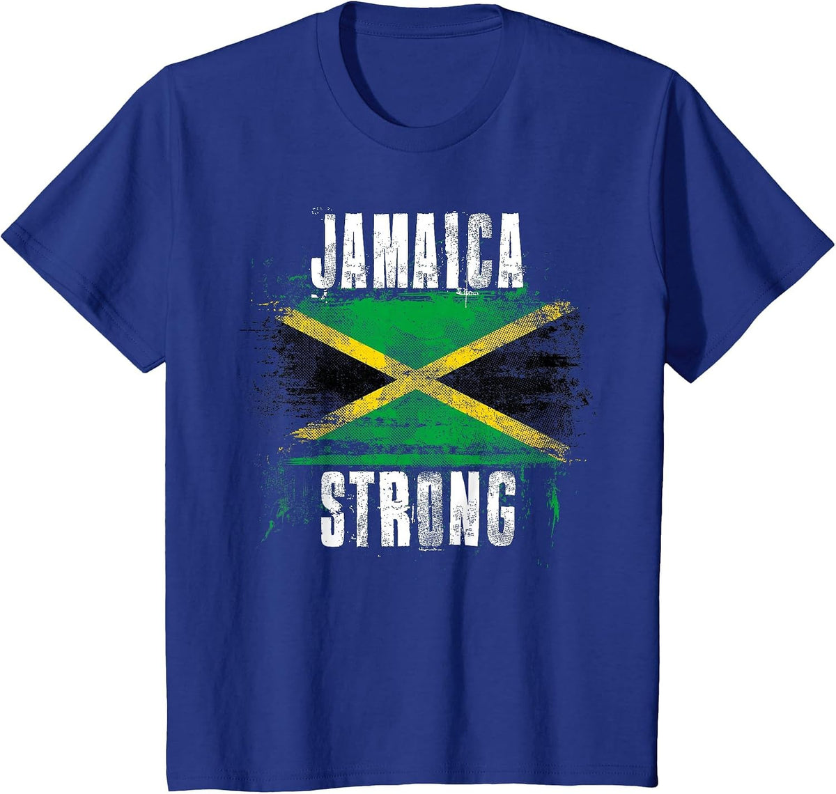 Jamaica Strong Distressed Flag - Jamaican Pride T-Shirt - Royal Blue