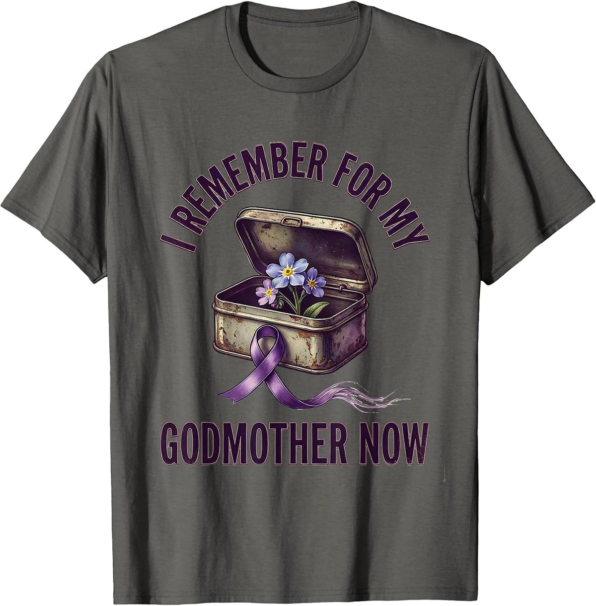 Men's I Remember For My Godmother Now Vintage Alzheimer's T-Shirt - Asphalt Grey