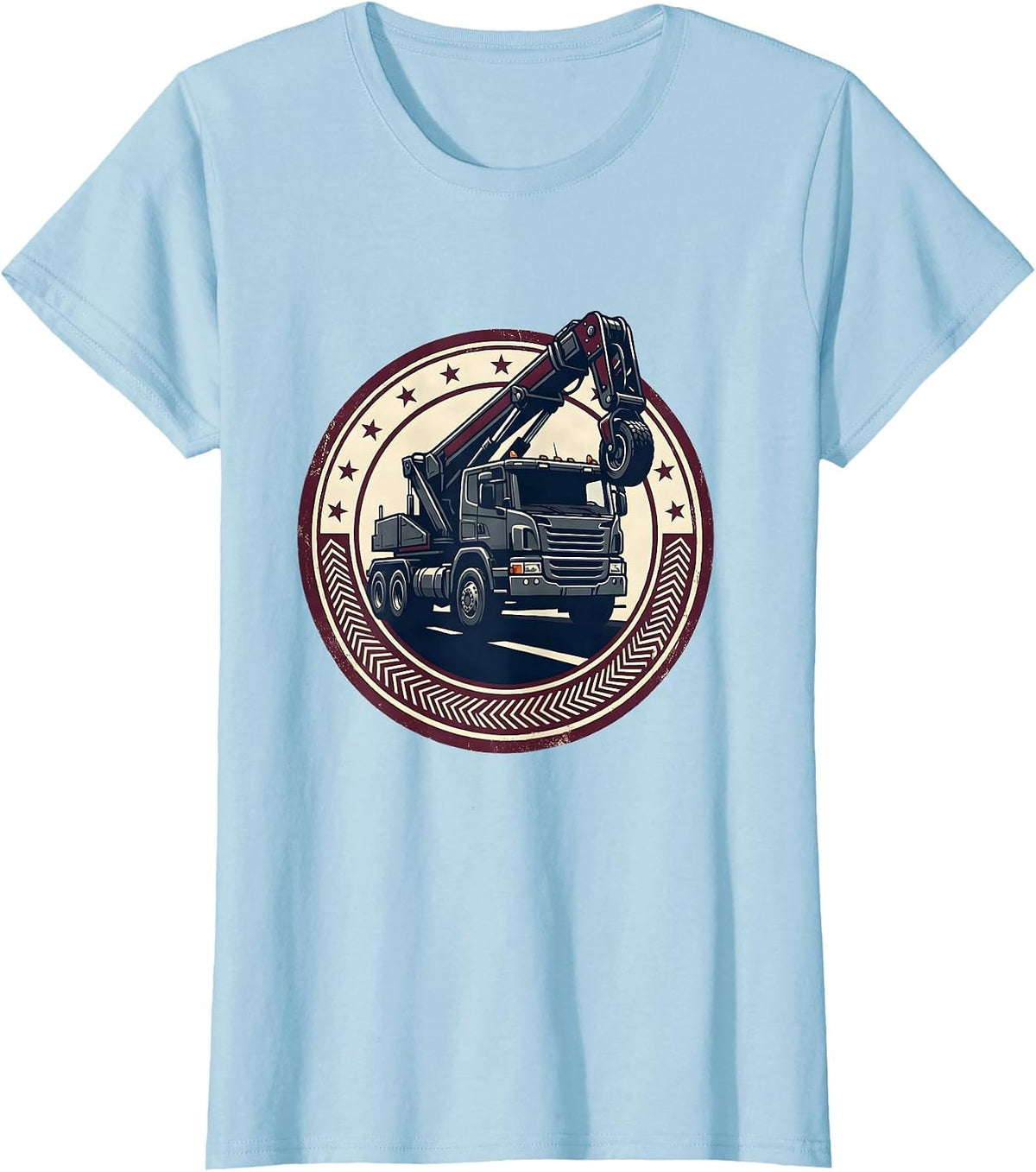 Women's Recovery Truck Emblem Patriotic Driver Occupation Pride T-Shirt - Baby Blue