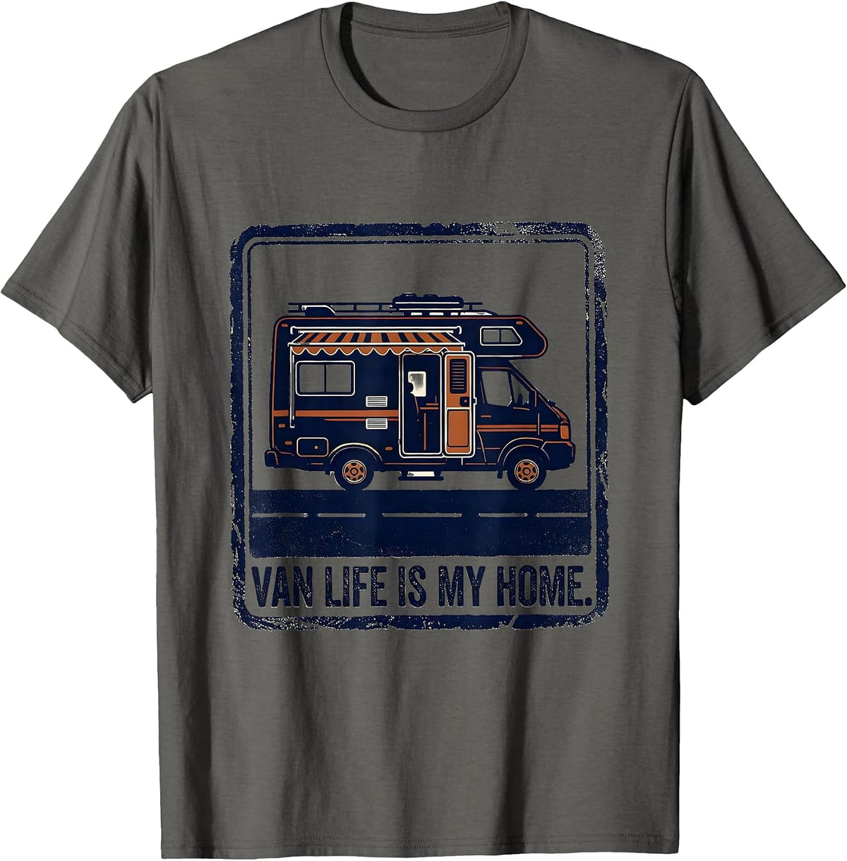 Van Life Is My Home Retro Camper Van Nomad Pride T-Shirt - Asphalt Grey