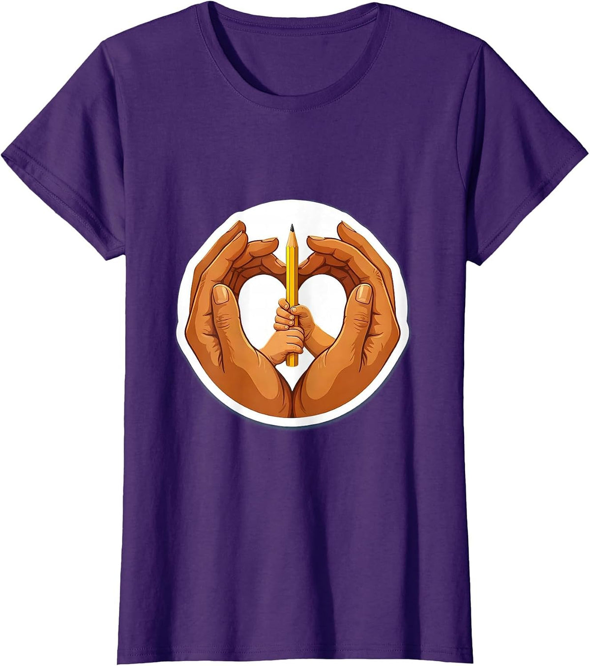 Women's Paraprofessional Guiding Hands Illustration T-Shirt - Purple