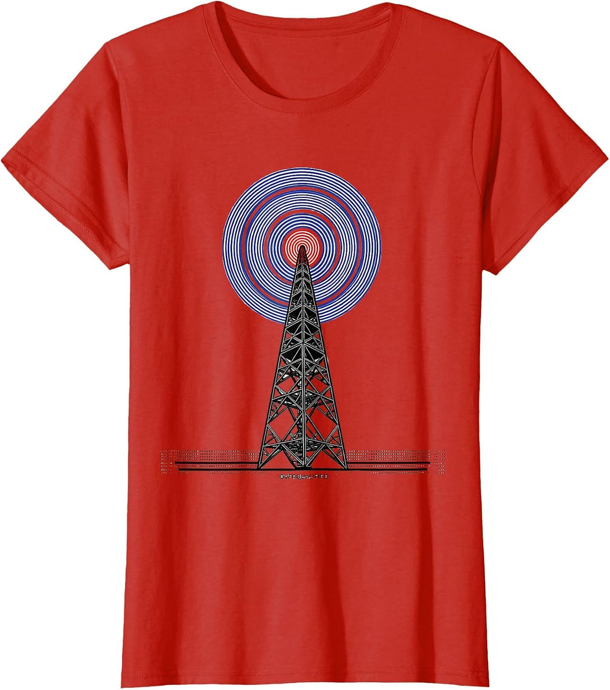 Overqualified Geometric Ham Radio Operator Humor T-Shirt - Red