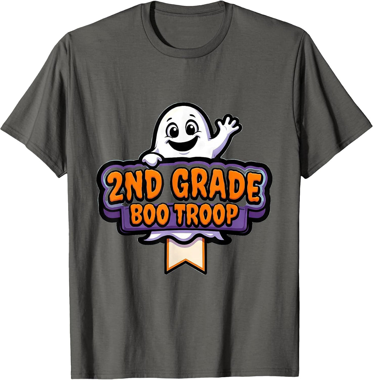 Men's 2nd Grade Boo Troop Spooky Second Grade Halloween Teacher T-Shirt - Asphalt Grey
