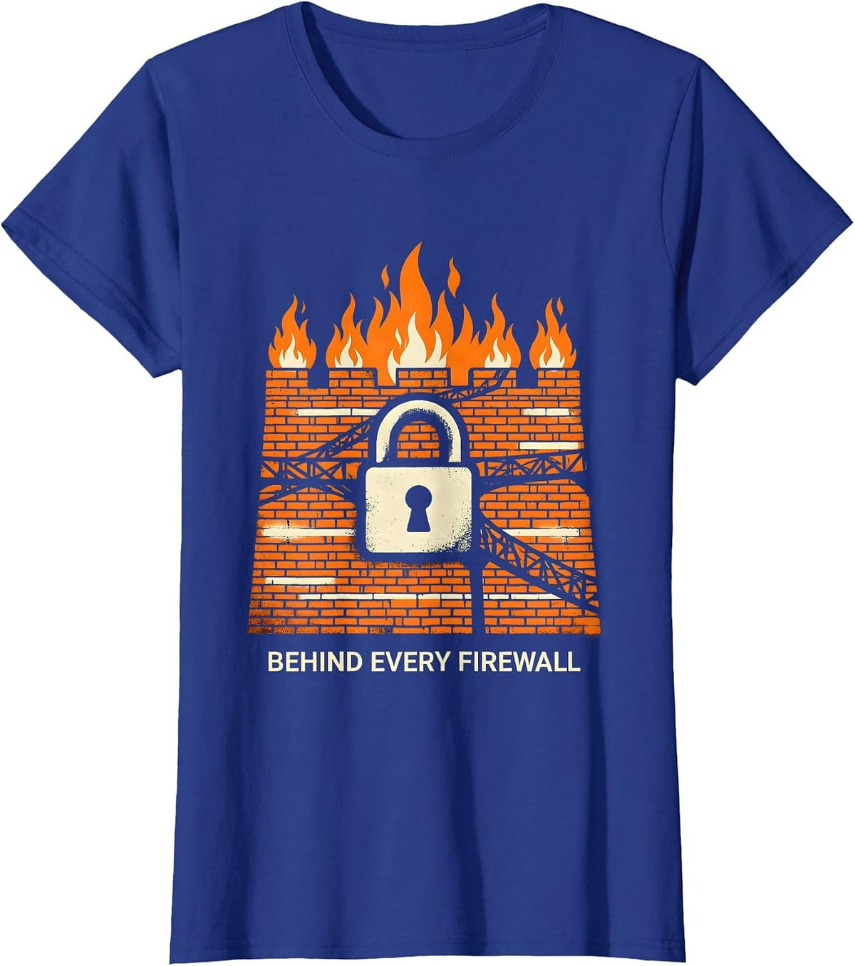 Women's Behind Every Firewall Cybersecurity Design T-Shirt - Royal Blue