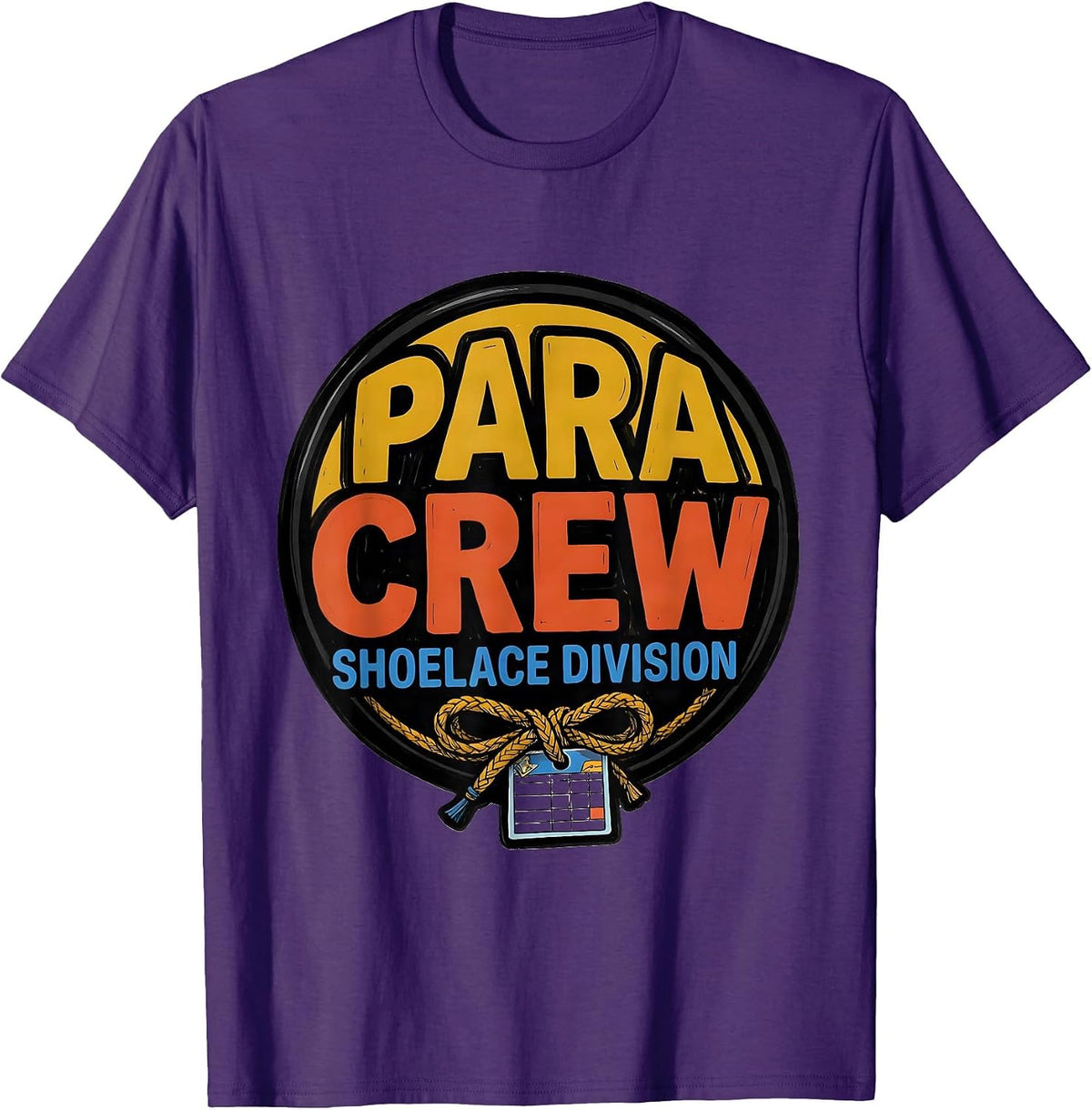 Men's Para Crew Shoelace Division Funny School Paraprofessional T-Shirt - Purple