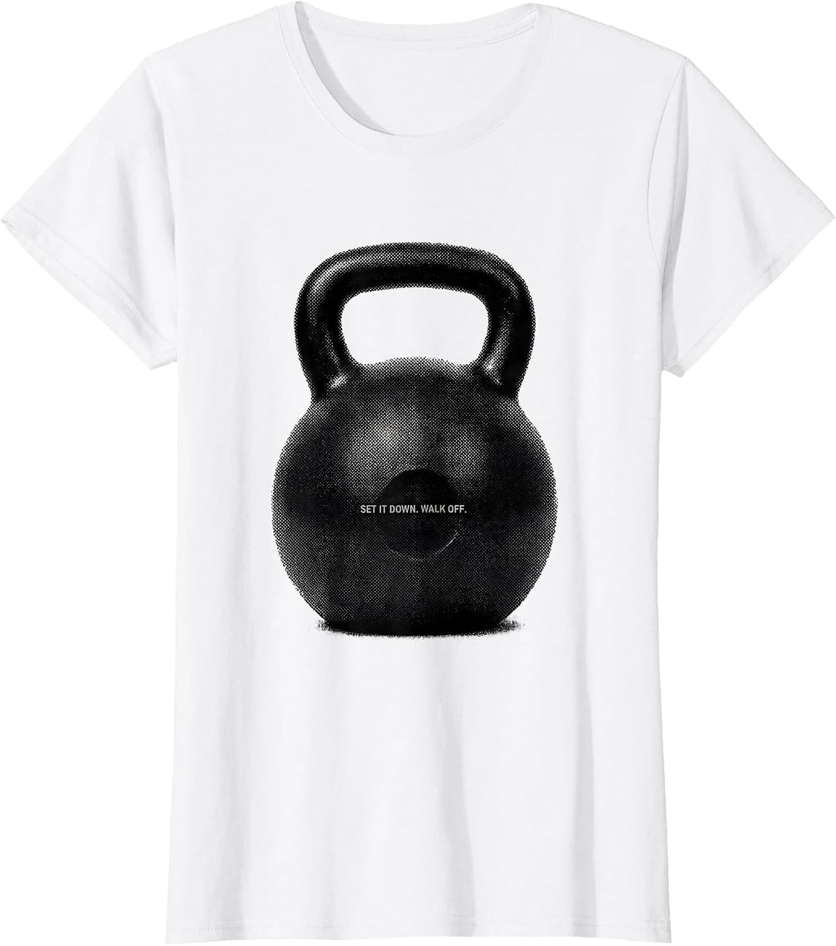 Women's Set It Down Walk Off Funny Gym Workout Weightlifting Humor T-Shirt - White