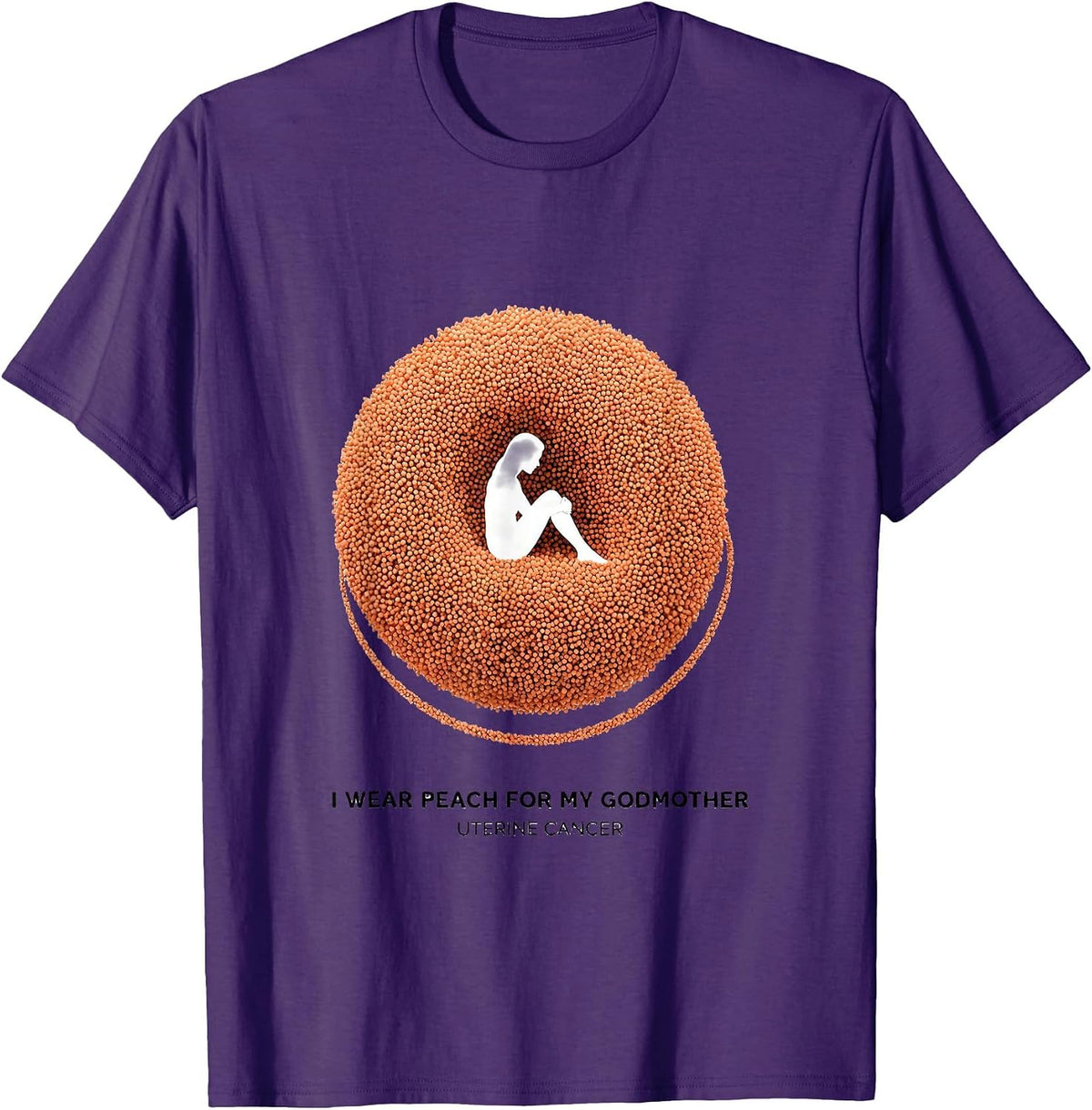 Men's I Wear Peach For My Godmother, Uterine Cancer Supporter T-Shirt - Purple