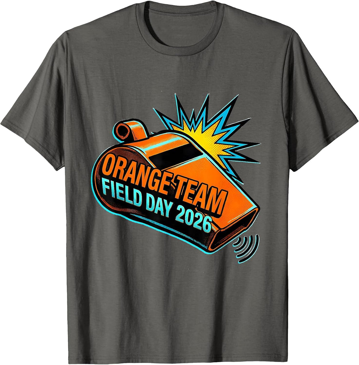 Orange Team Field Day 2026 Pop Art Teacher Kids T-Shirt - Asphalt Grey