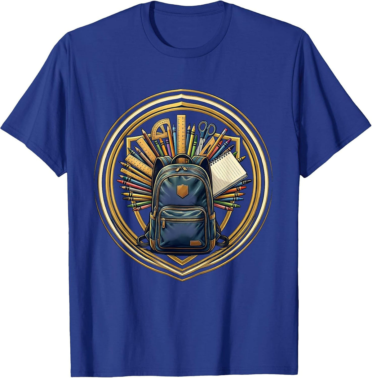 Men's 5th Grade Teacher Backpack School Supplies Graphic T-Shirt - Royal Blue