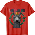 Men's Fa La Llama Noel Funny Llama Christmas Animal Lover Gift T-Shirt - Red