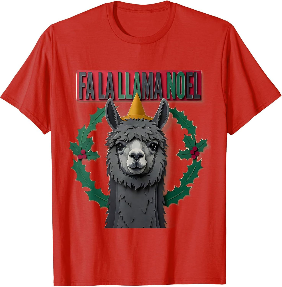 Men's Fa La Llama Noel Funny Llama Christmas Animal Lover Gift T-Shirt - Red