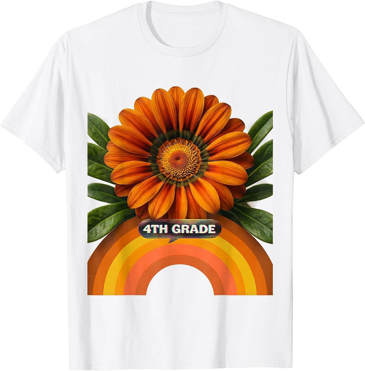 4th Grade Retro Wildflower Back To School Teacher Student T-Shirt - White