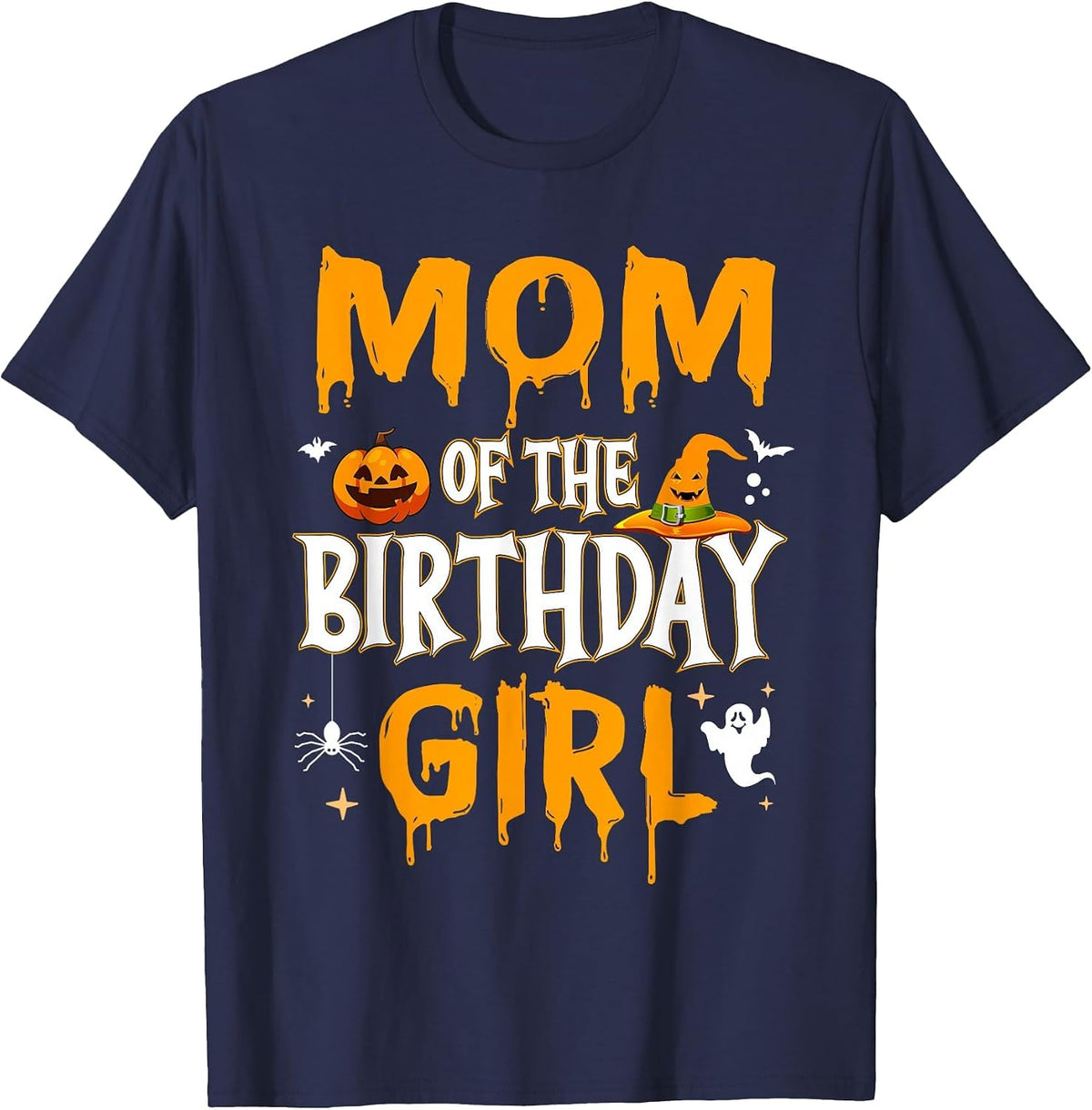 Mom of the Birthday Girl Halloween 1st Birthday Girl T-Shirt - Navy Blue