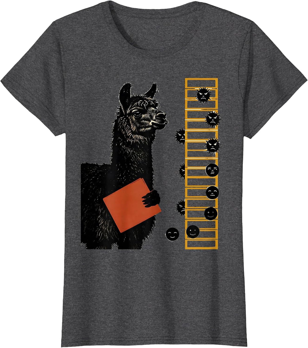 Women's Alpaca Calm Counselor Humor Mental Health Therapist T-Shirt - Dark Heather Grey