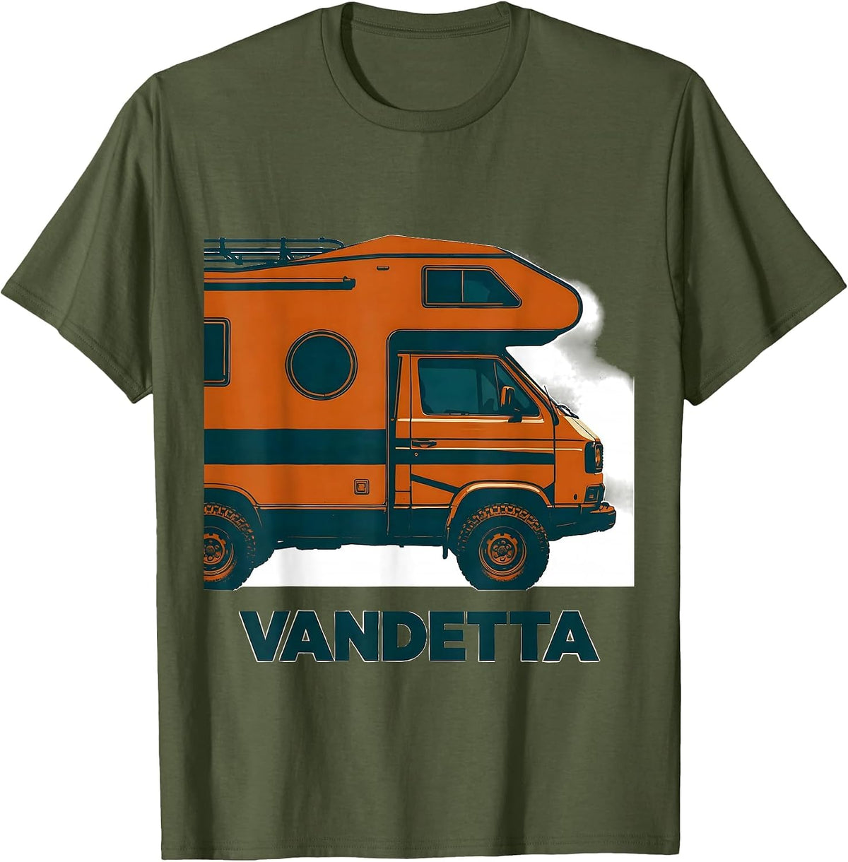 Vandetta Retro Van Life Camper Nomad Pride Vanlife T-Shirt - Olive Green