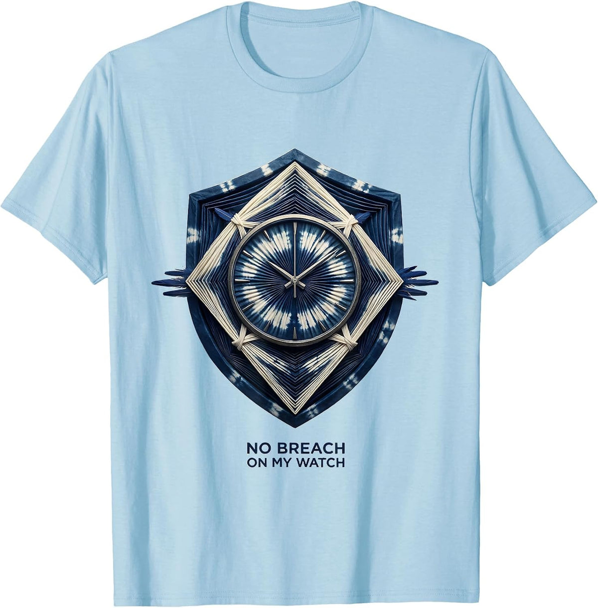 Men's No Breach On My Watch Cybersecurity Design T-Shirt - Baby Blue