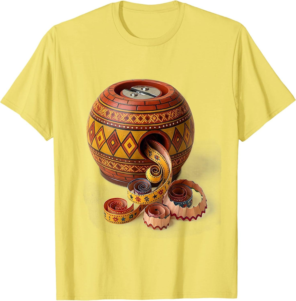Men's 5th Grade Teacher Pencil Sharpener Illustration T-Shirt - Lemon Yellow